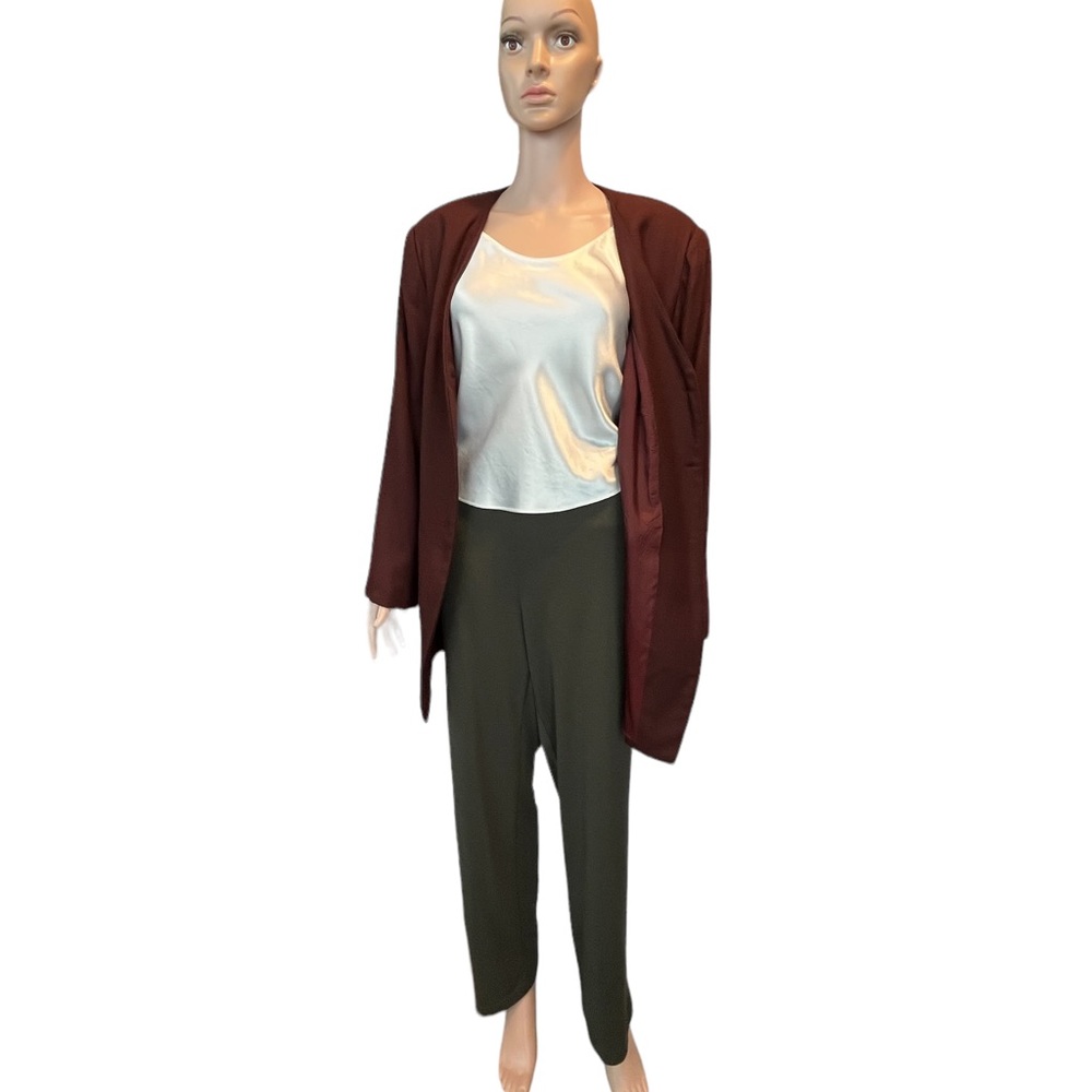 Vintage Kathryn DEENE NY Oversized Collarless Blazer, Mahogany | 14